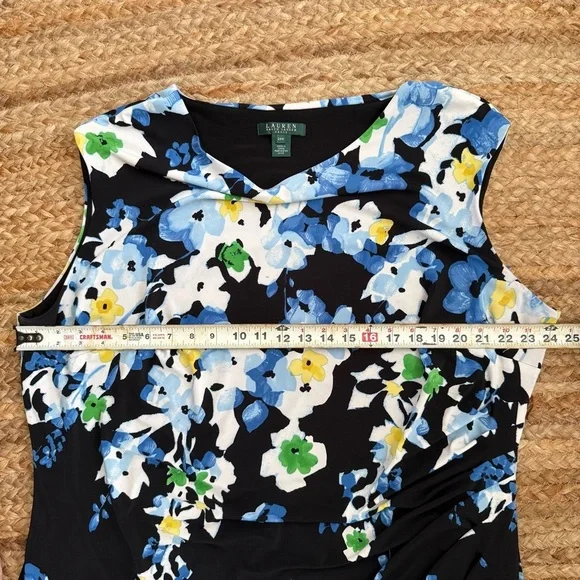 Lauren Ralph Lauren 24W Black & White Floral Stretchy Sleeveless Dress - Picture 4 of 6